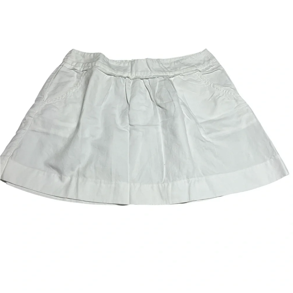 Crew Cotton Linen White/Ivory Front Pockets Zipper Closure Short Skirt Sz/6